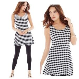 Soma black and white Buffalo plaid tunic top size medium